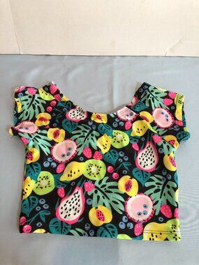 Wave Zone MED 7/8 Girls Fruit Theme Multicolor Bathing Suit Top